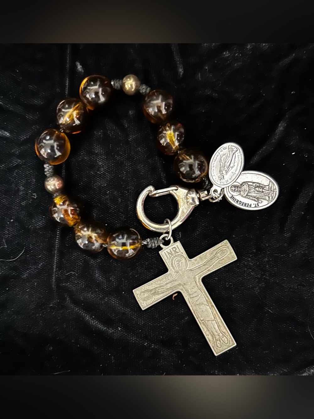 Rosary Bracelet with St Peregrine and St Mary medals - Picture 1 of 2